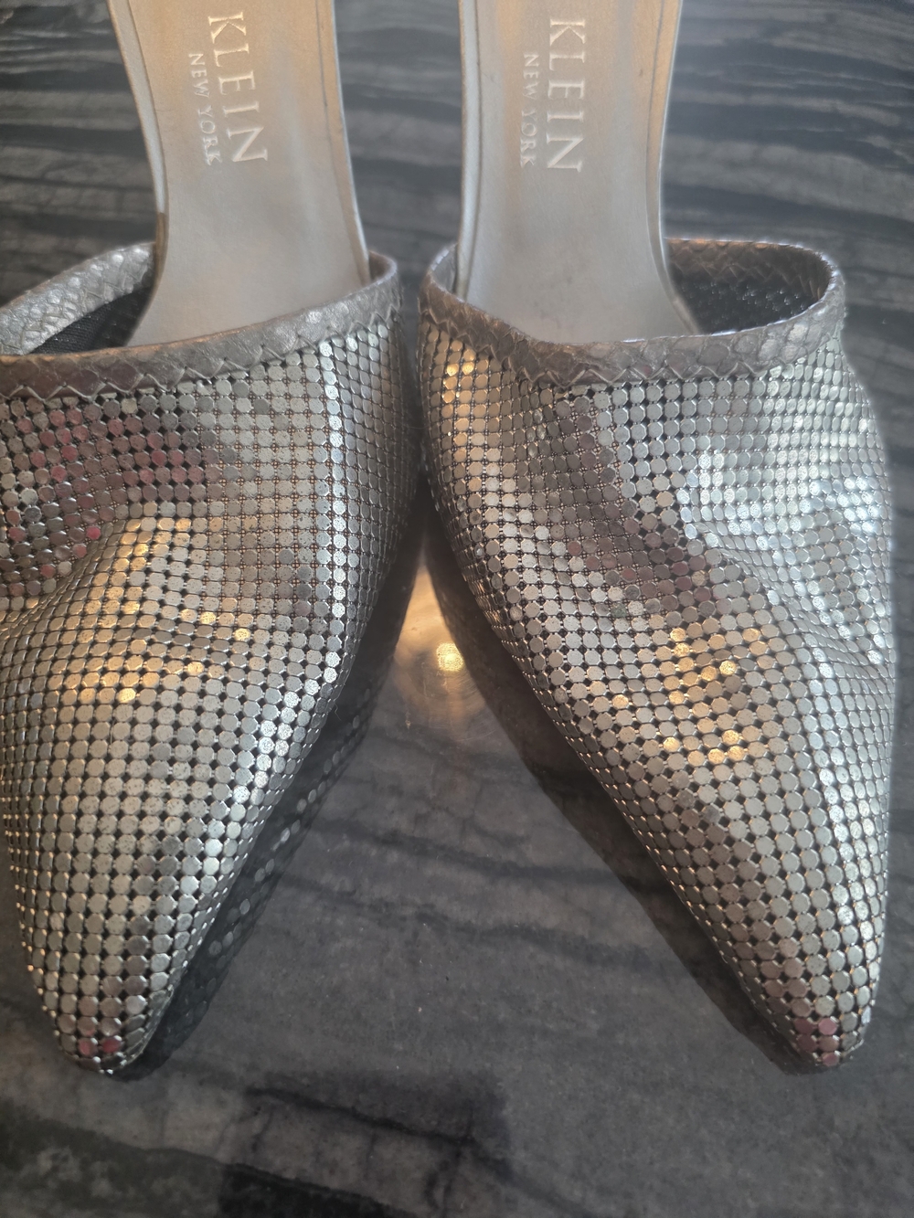 Anne Klein Silver Pointed-Toe Slip-On Mules - Picture 5 of 6